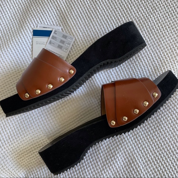 Zara Slip On Platform Wedges Reddish Brown Size US 7.5 EUR 38 - Picture 6 of 8